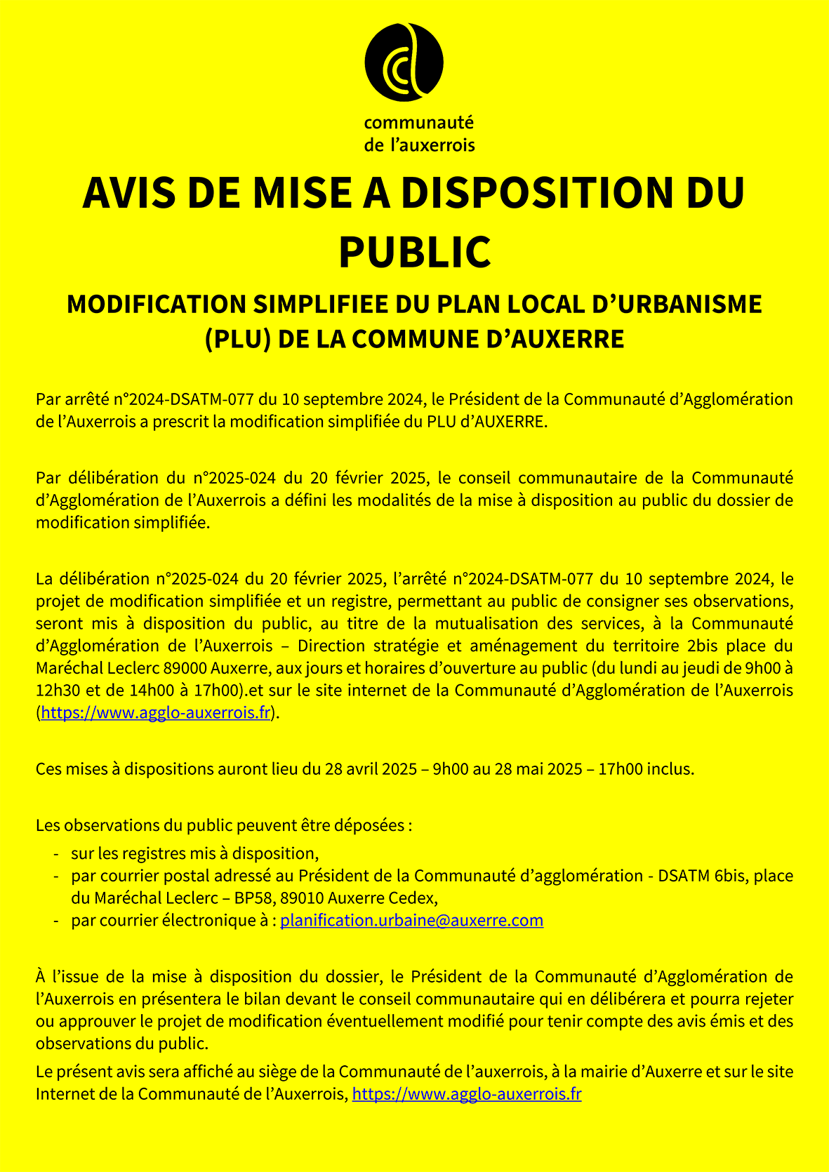 PLU Auxerre-MS2025_Affiche mise à dispo